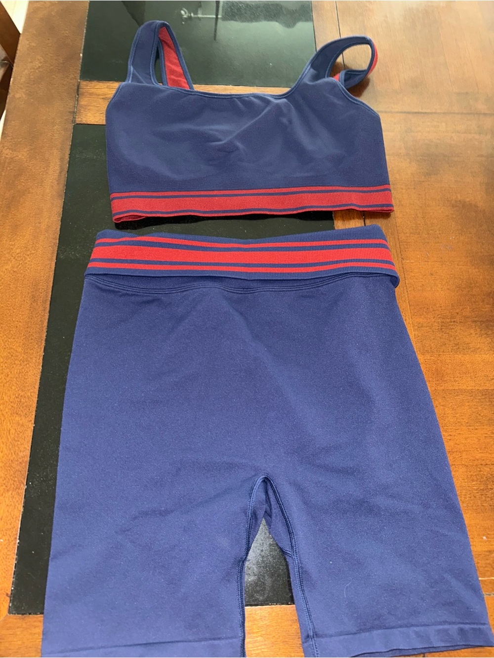 PINK Victoria's Secret Navy Bike Shorts with Red-Striped Waistband